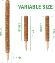 2-Pack Moss Poles for Monstera – 27-Inch Extendable Plant Support Stakes for Indoor Climbing Plants - Image 2