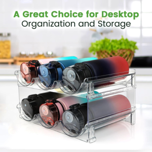 2-Pack Stackable Water Bottle Organizer Rack for Kitchen Cabinet