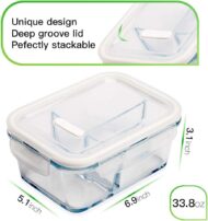 3-Pack 36 oz Glass Bento Meal Prep Containers with 3 Compartments & Lids - Image 3