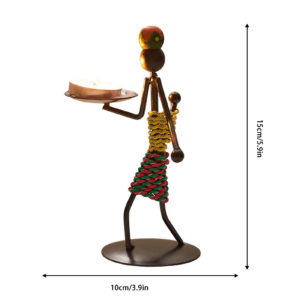 African-Inspired Metal Candle Holder, Decorative Candlestick for Home Décor, Weddings and Table Centerpieces