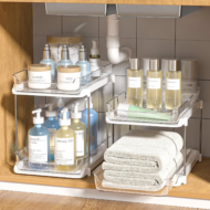 2-Pack 2-Tier Sliding Under Sink Organizer for Kitchen & Bathroom – Transparent - Image 3