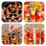 2-Pack Air Fryer Skewer Rack – Round Stainless Steel Grill Rack with Flat Edges - Image 3