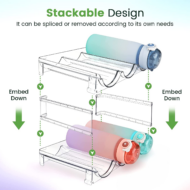 2-Pack Stackable Water Bottle Organizer Rack for Kitchen Cabinet - Image 2