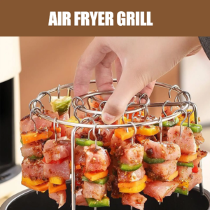 2-Pack Air Fryer Skewer Rack – Round Stainless Steel Grill Rack with Flat Edges