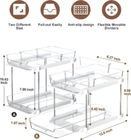 2-Pack 2-Tier Sliding Under Sink Organizer for Kitchen & Bathroom – Transparent - Image 4