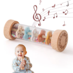 Montessori Rainbow Rain Stick Rattle – Colorful Hourglass Sensory and Musical Educational Toy for Babies and Kids