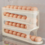 2–4 Layer Automatic Rolling Egg Storage Box – Large Capacity Ladder-Style Refrigerator Side Door Organizer